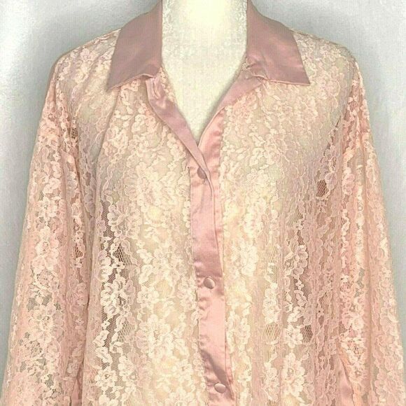 Victoria's Secret Other - Vintage Victorias Secret Night Shirt S Pink Lace